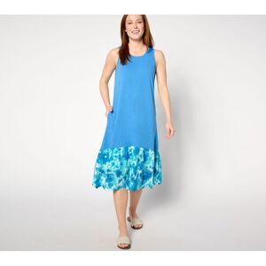 Turbie Twist Women's Dress Sz XL Cotton Modal Tank w Eyelet Blue A648192